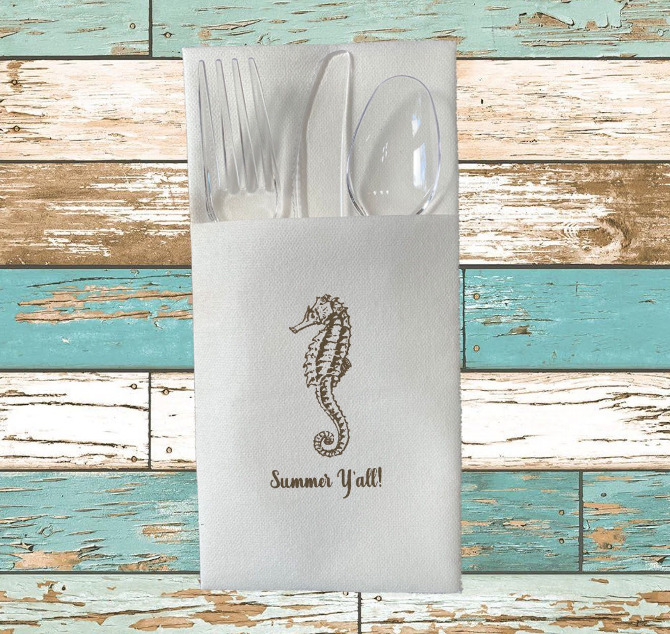 SUMMER Y’ALL DISPOSABLE CUTLERY POUCHES  Pack of 12