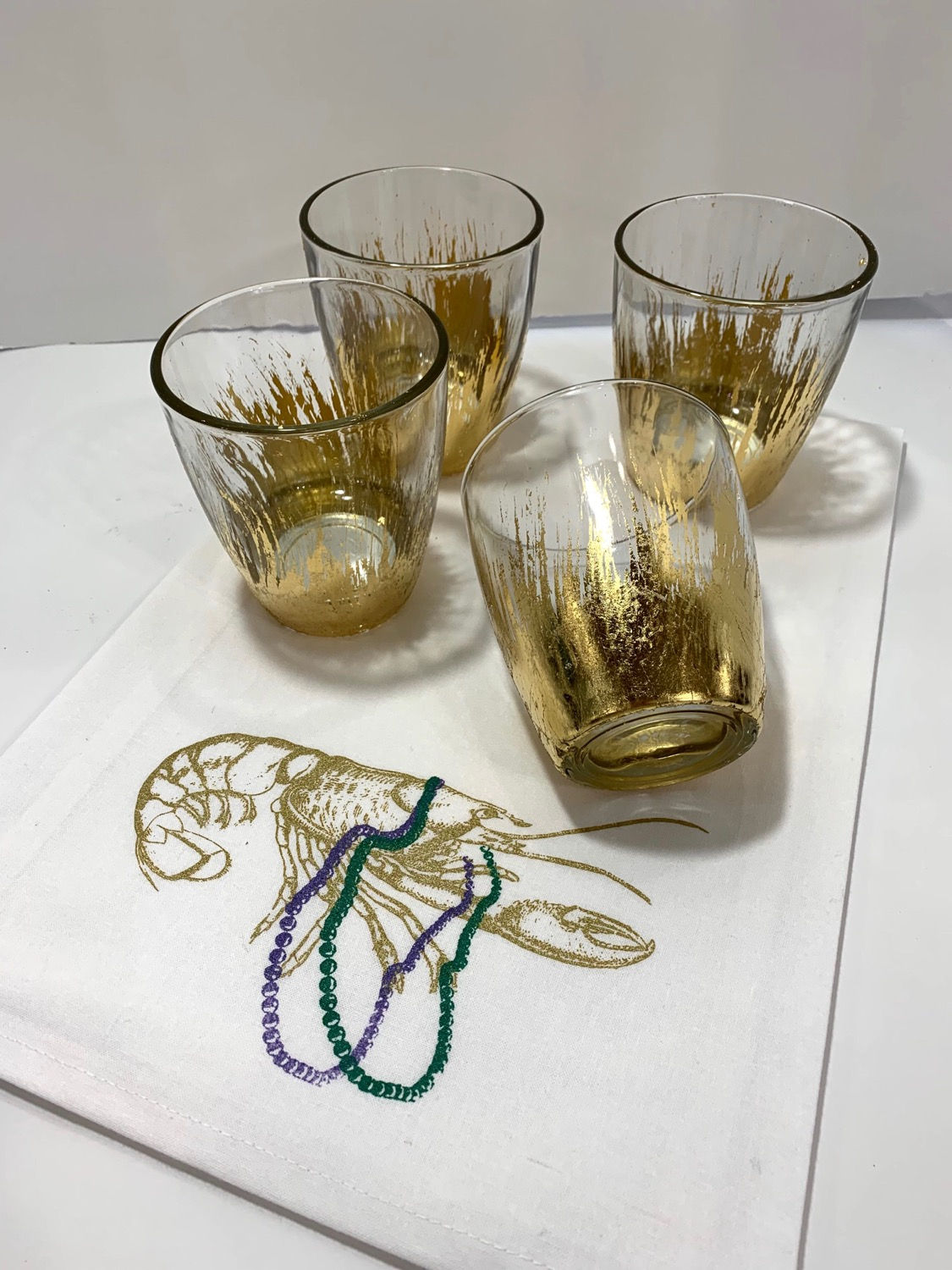 HAND-LEAFED DOUBLE OLD FASHIONED GLASSES (ser of 4)