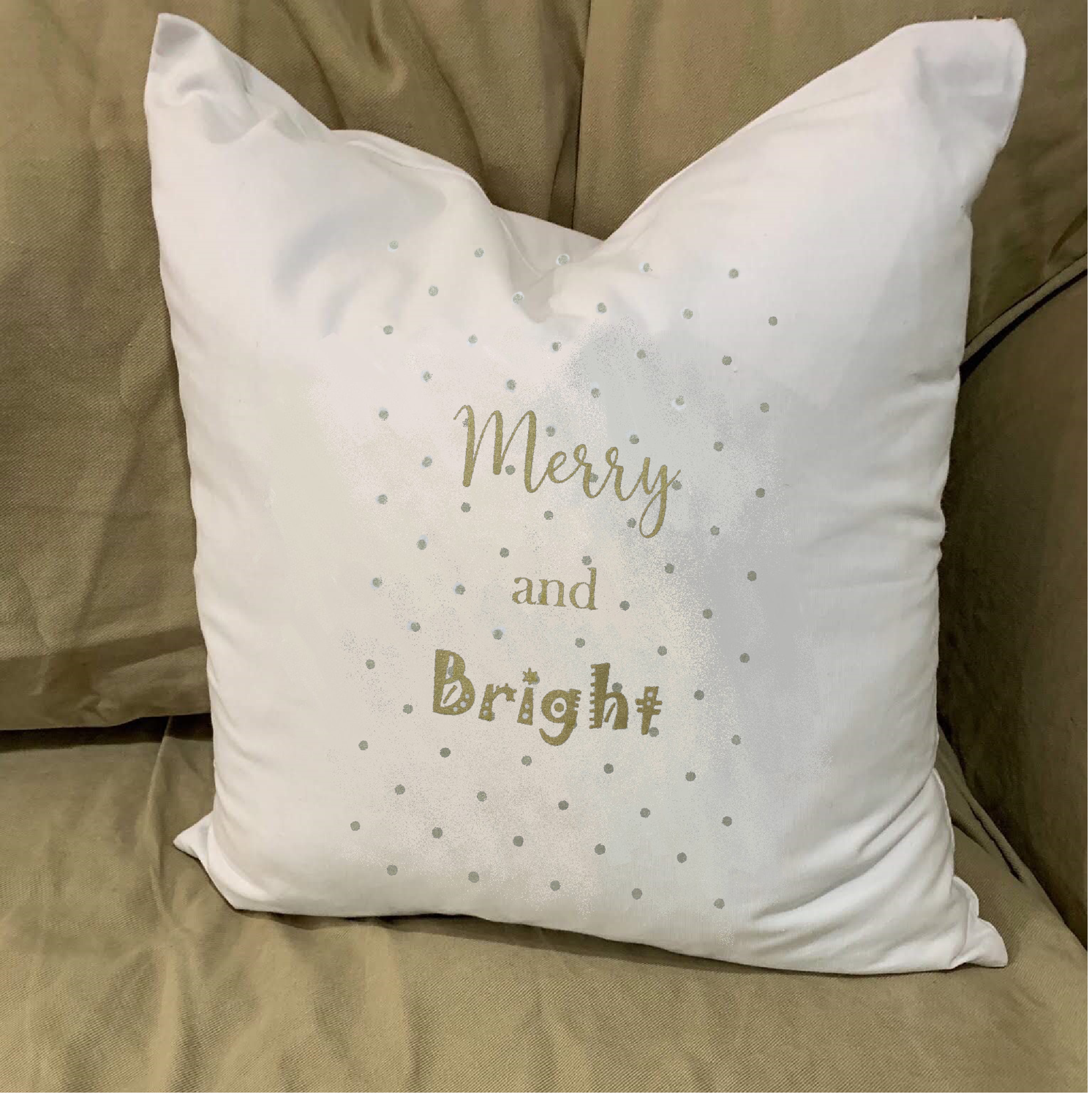 MERRY AND BRIGHT PILLOW WITH FEATHER INSERT