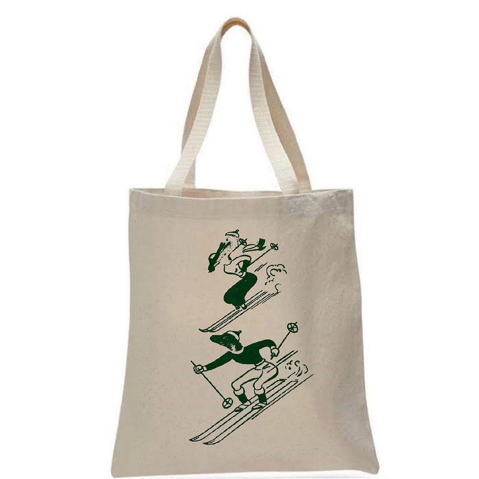 Thumbnail: ALLIGATOR AND PELICAN GO SKIING TOTE BAG