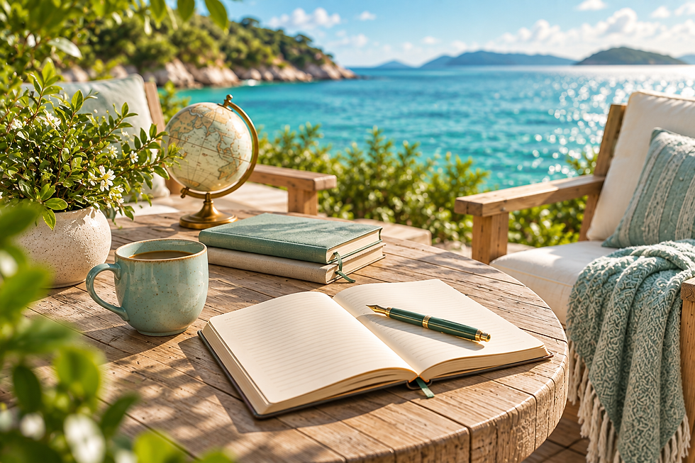 Quiet coastal writing table by turquoise sea.png
