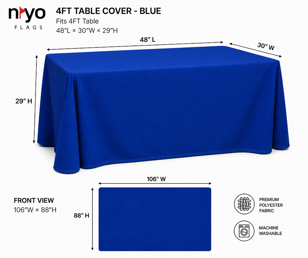 Plain blue 4ft Table Cover