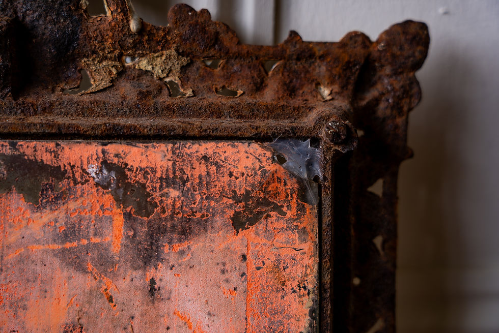 Thumbnail: Small Cast Iron Distressed Mirror