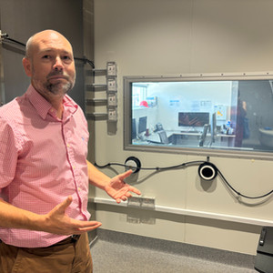 Professor Ollie Jay stands in the Thermal Ergonomics Laboratory at the University of Sydney, Australia. Laurie Goering/Climate Resilience for All