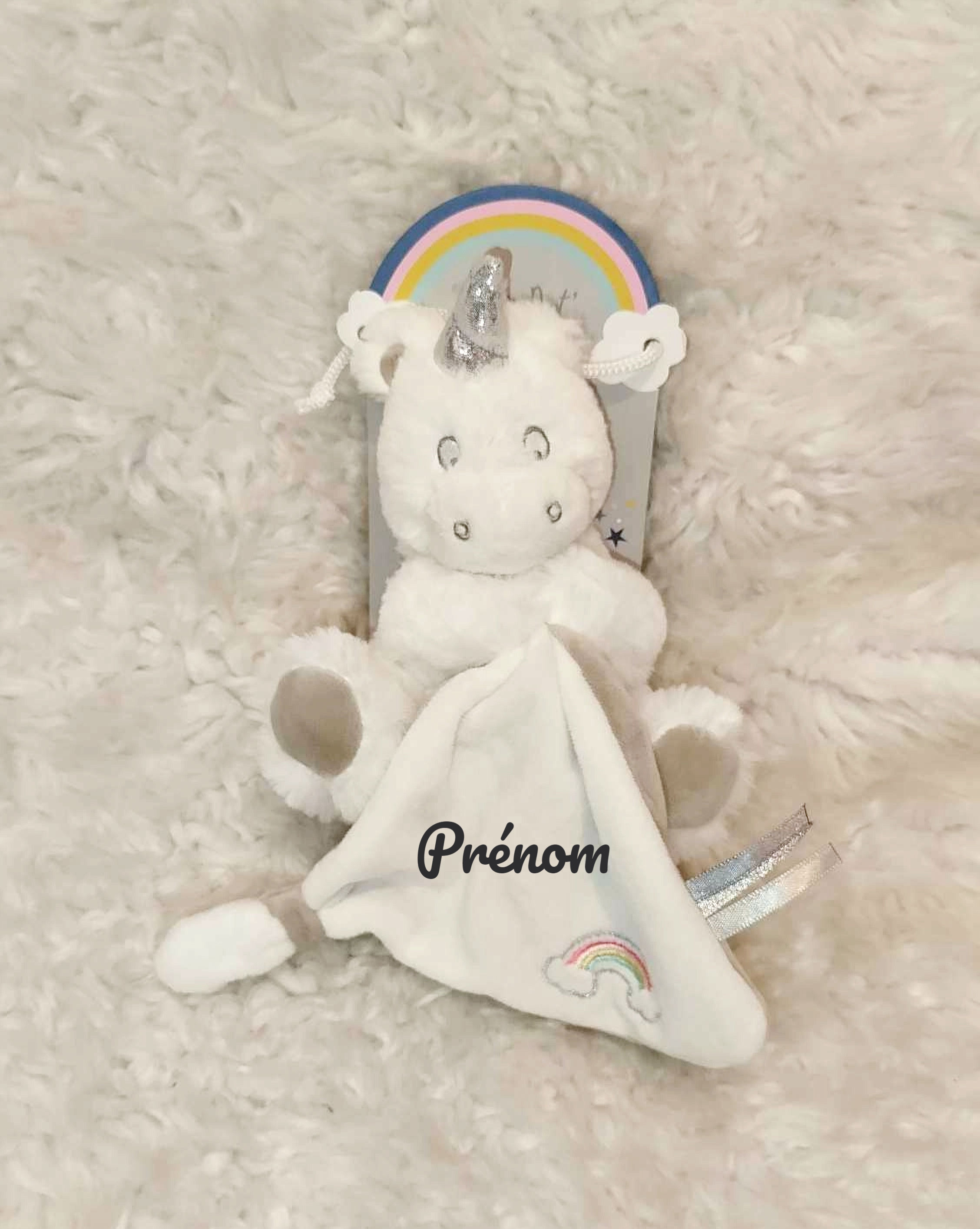 doudou licorne blanche et grise baby nat