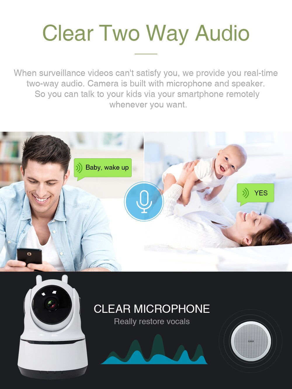 Wireless Security Camera 1080P Night Vision, Motion Detection, Activity Alert, D