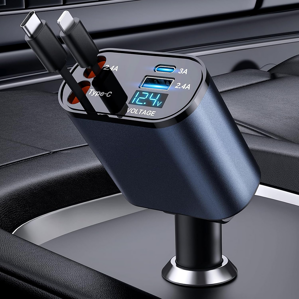 Thumbnail: Retractable Car Charger 4 in 1 Fast Car Phone Charger 120W With USB Type C Cable