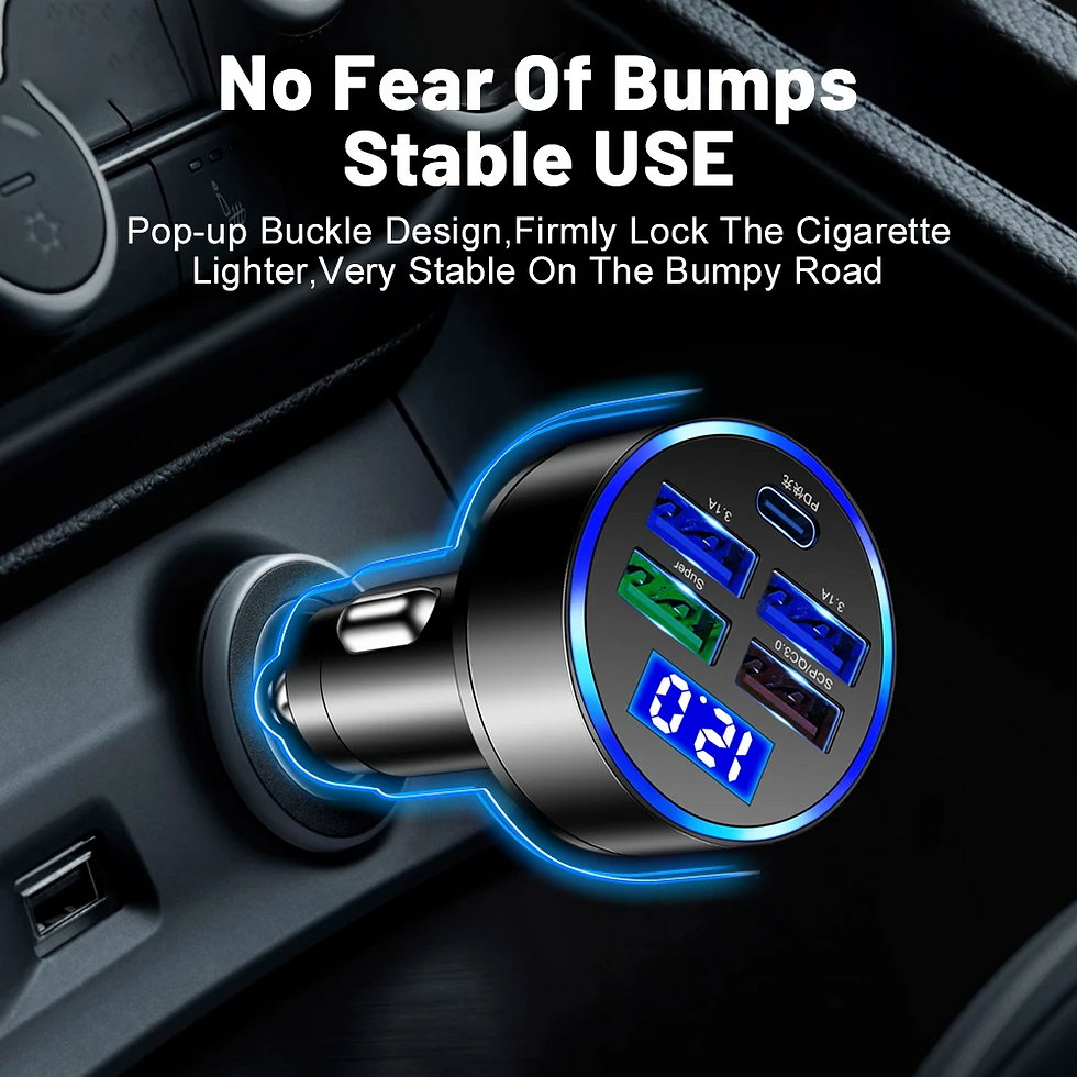 Thumbnail: 5 USB Port Super Fast Car Charger Adapter For iPhone Samsung Android Cell Phone