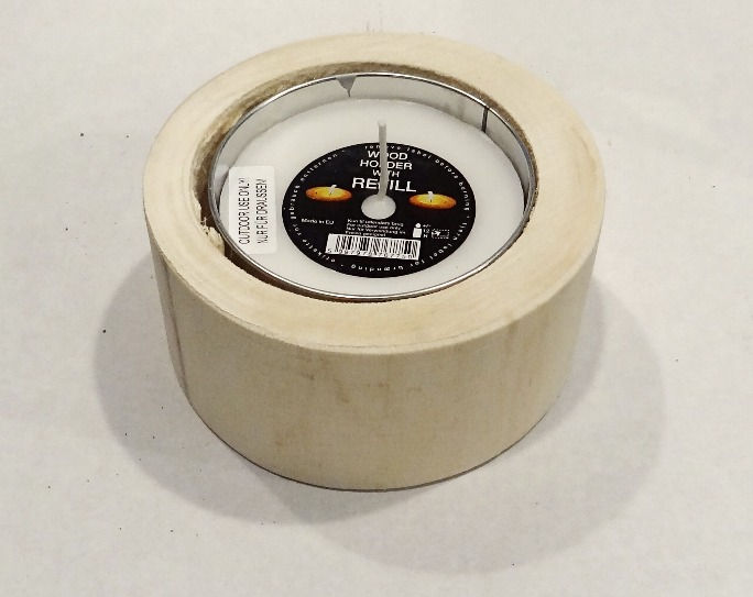 Thumbnail: Nordic Medium Wood Holder Ø16x7,5 cm With Tin Refill
