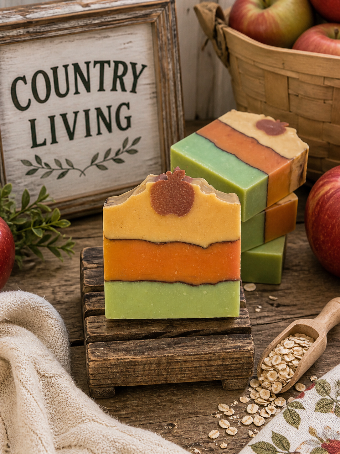 Country Apple Artisan Soap / Handmade Cold Process Soap / Rustic Farmhouse Soap