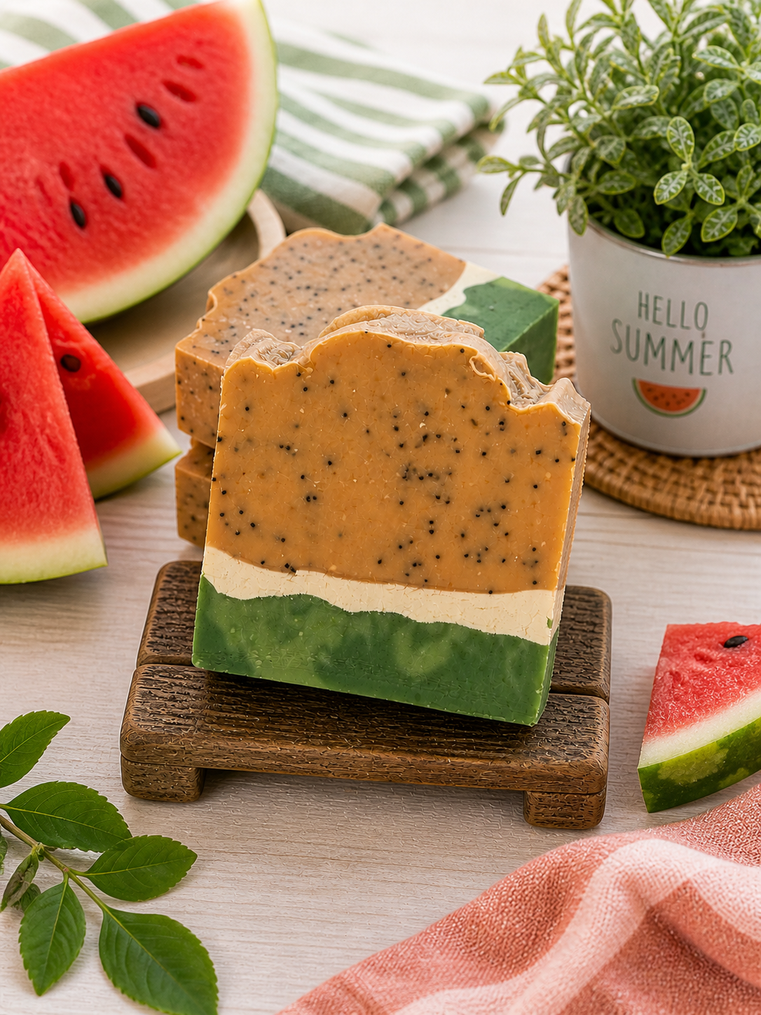 Fresh Watermelon Handmade Soap / Summer Artisan Bar Soap / Cold Process Soap