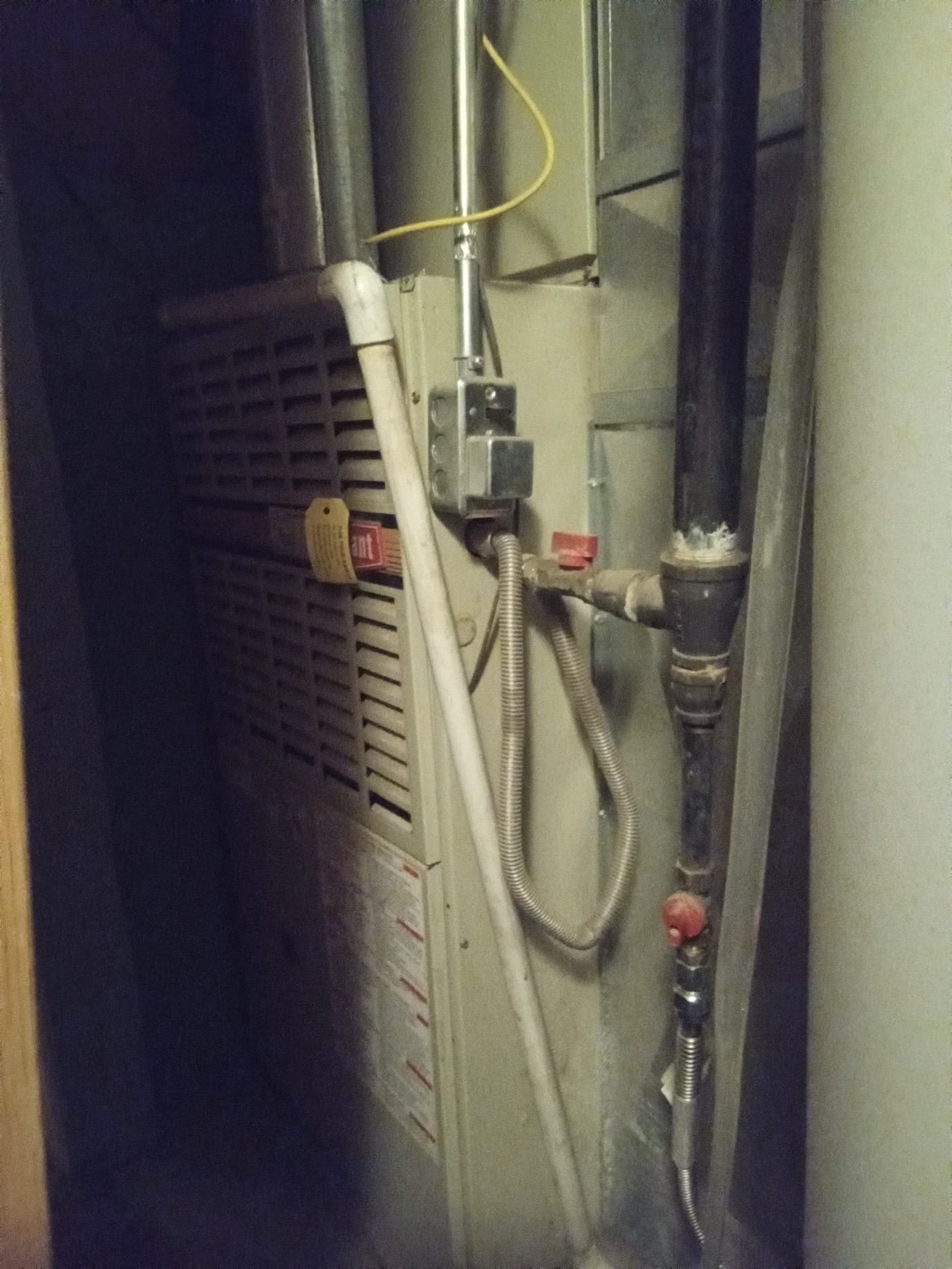 Image depicts disaster assistance efforts, likely showing a disaster relief team repairing a waste disposal unit. Focus is on recovery and waste management support in the aftermath of a disaster.