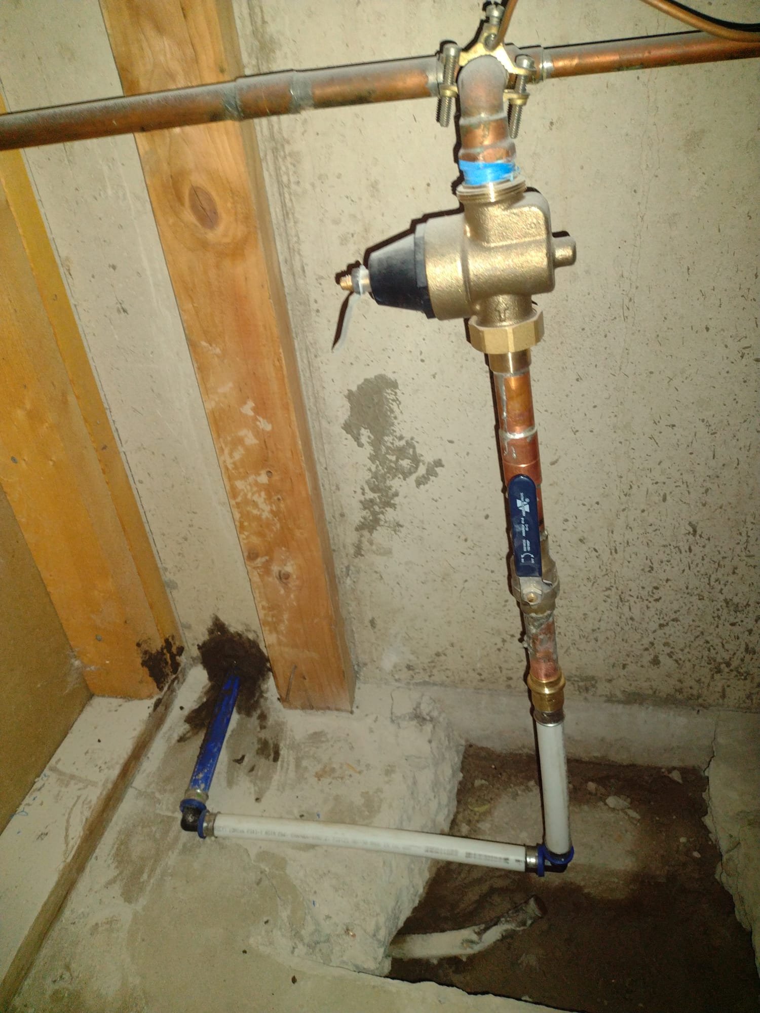 After hours basement drywall water damage restoration in progress. Emergency service addressing water damage to drywall in a basement, highlighting the need for prompt and professional restoration nearby.