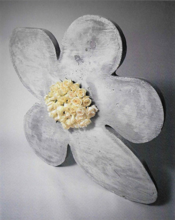 flower sculpture of poured concrete by Barbara Benish