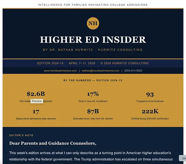 Higher Ed Insider - a biweekly look at all the higher ed news you care about