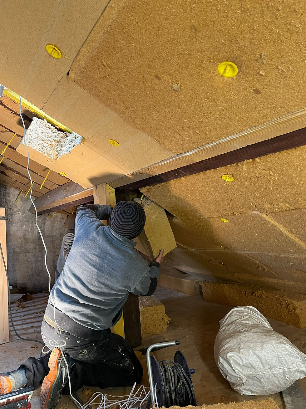 Isolation de rampants de toiture en fibre de bois