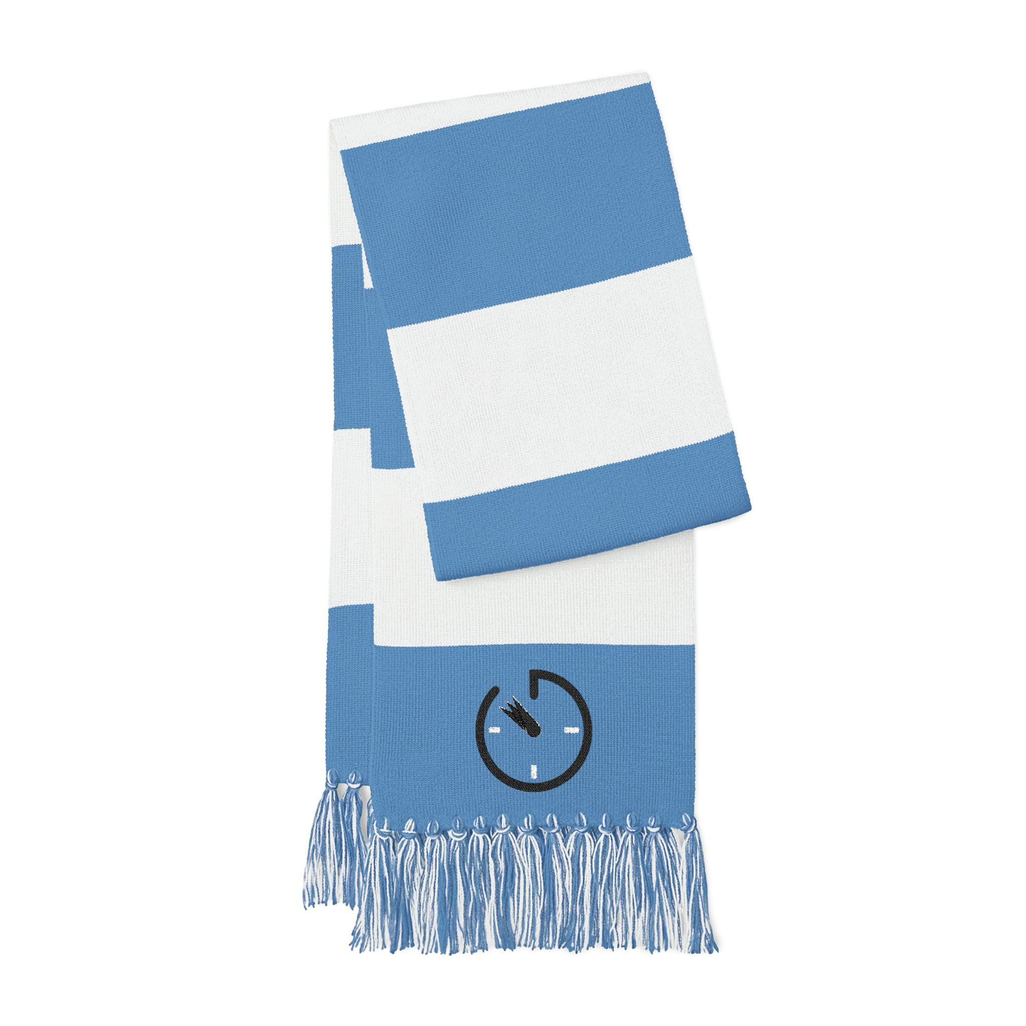 Embroidered Striped Spectator Scarf – Team Colors Fan Scarf with Fringe