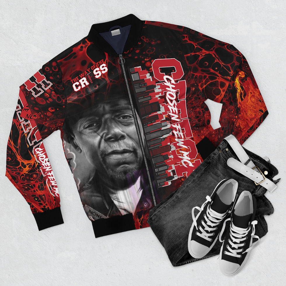 Thumbnail: Crisseneng Crew Bomber Jacket — Graphic All-Over Print