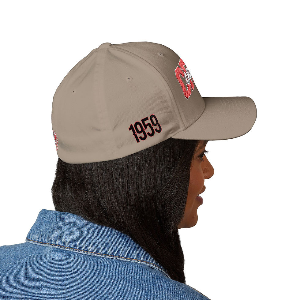 Thumbnail: CFFFCF  Embroidered Baseball Cap — Red Logo Structured Closed-Back Hat
