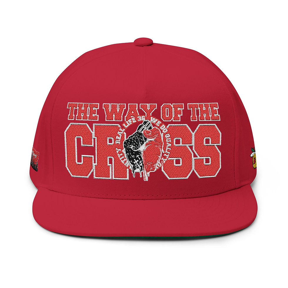 Thumbnail: Flat Bill Cap The Way of the Cross' Embroidered Religious Snapback (1959 Accent)