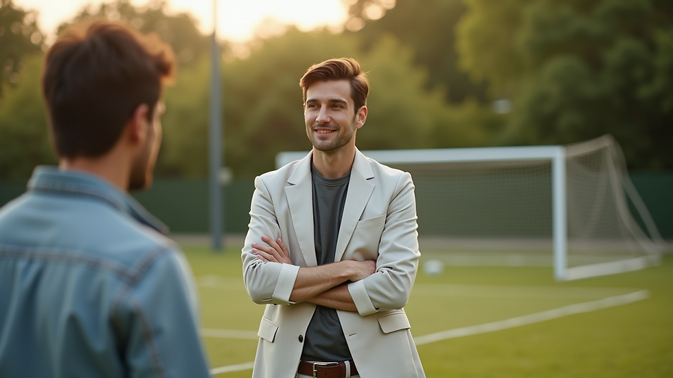 Eye-level view of a coaching session taking place outdoors