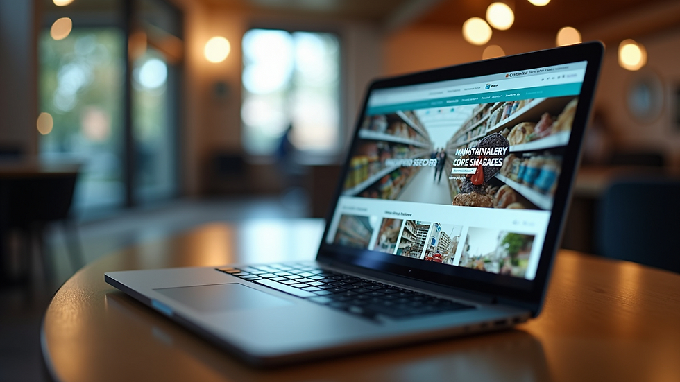 Eye-level view of a laptop screen showing an online marketplace