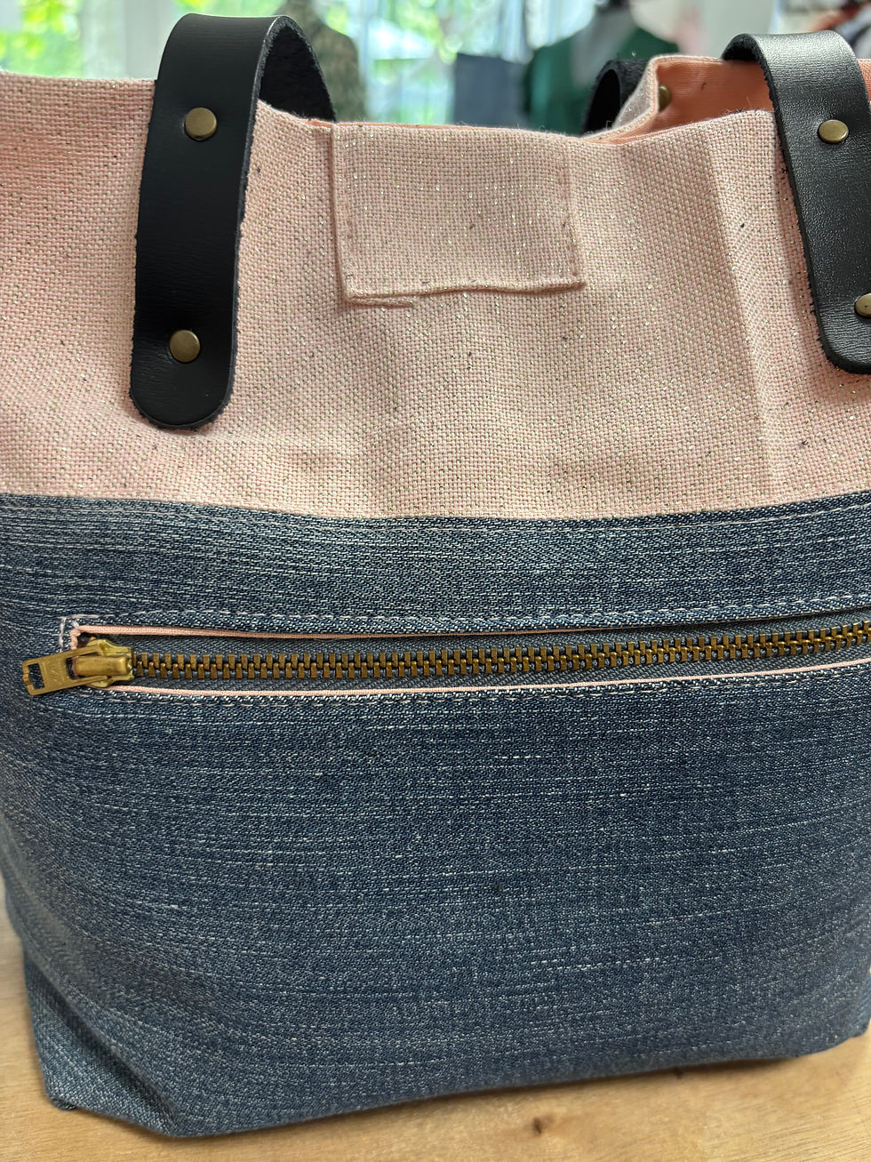 Miniature : cabas denim & rose poudré 