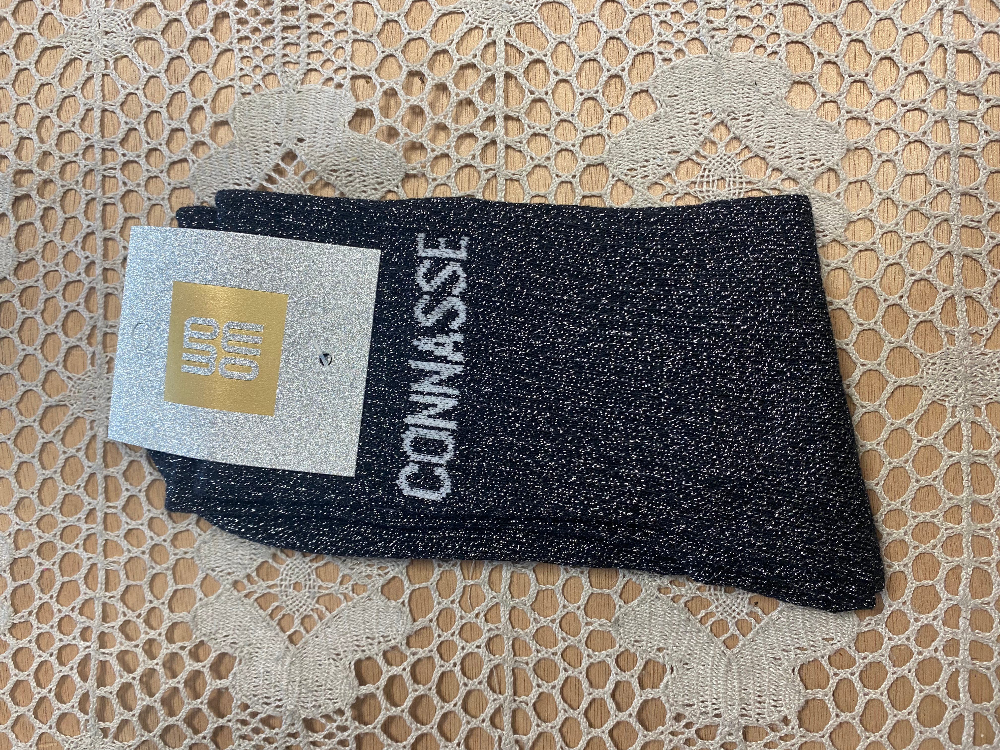 Chaussettes à paillettes «connasse » noir