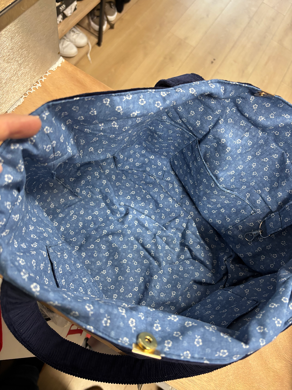 Miniature : Sac en jean recyclé velours marine | Crinoline & Dentelle – Fait main