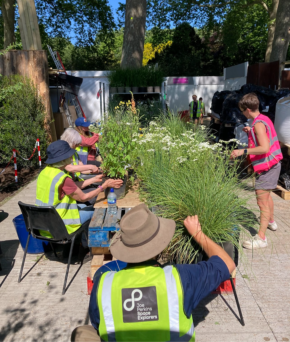 Garden team working at The Chelsea Flower Show