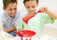 Children getting creative with paint