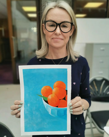 Vicki Gorman Art Class Students Sharing Their Work | Vicki Gorman Best Art Teacher In Solihull  