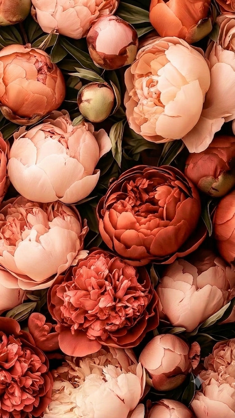 Miniatura: Ramo Peonias otoñales (4 varitas / 8 Peonias). 