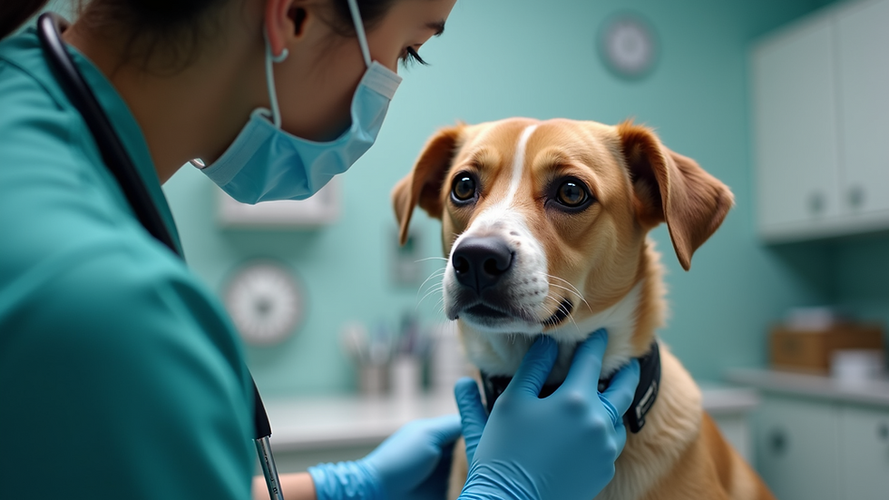 Close-up view of a veterinarian examining a dog