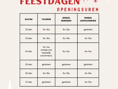 Openingsuren tijdens de feestdagen 🎄♥️