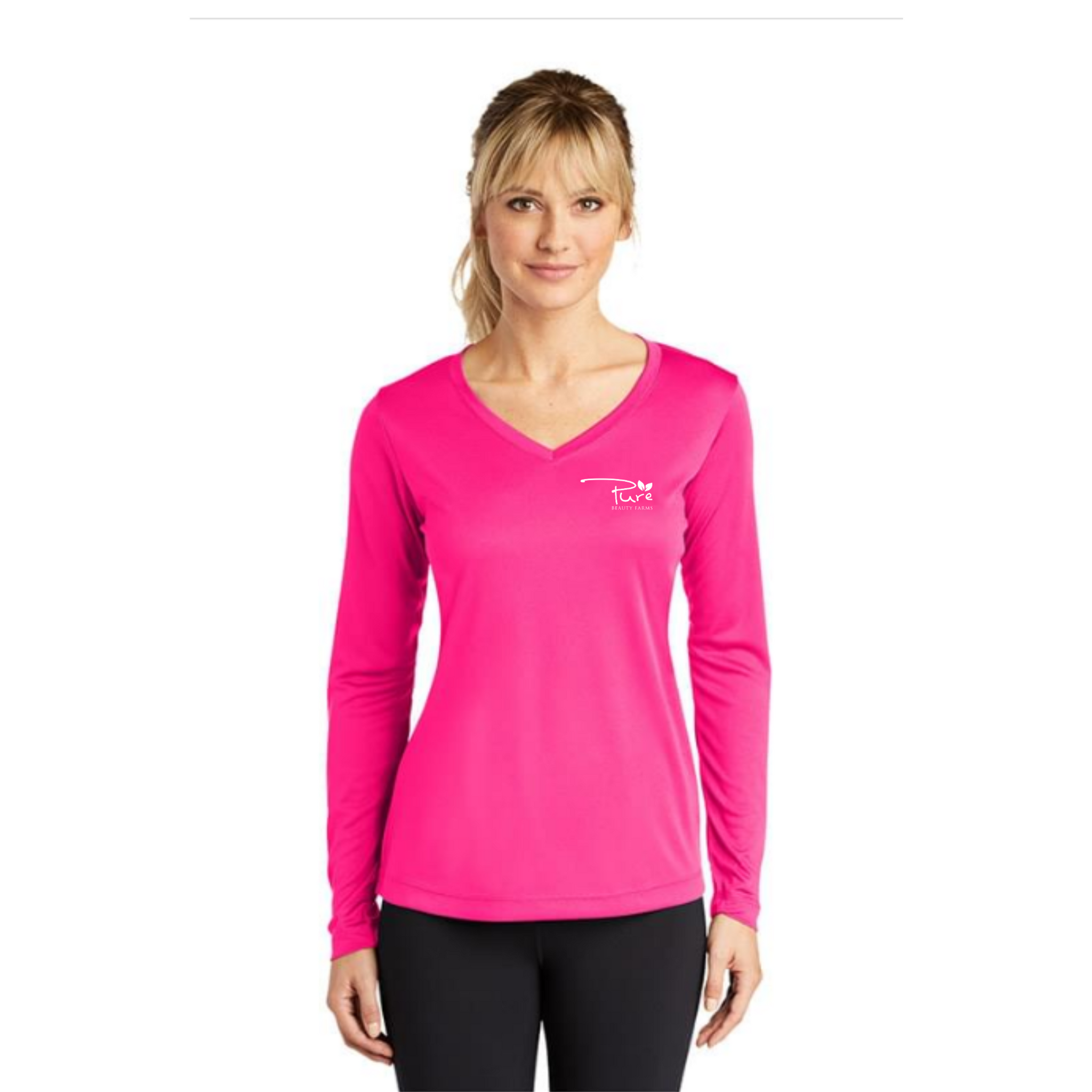 Women's Long Sleeve Sport Shirt - Neon Pink