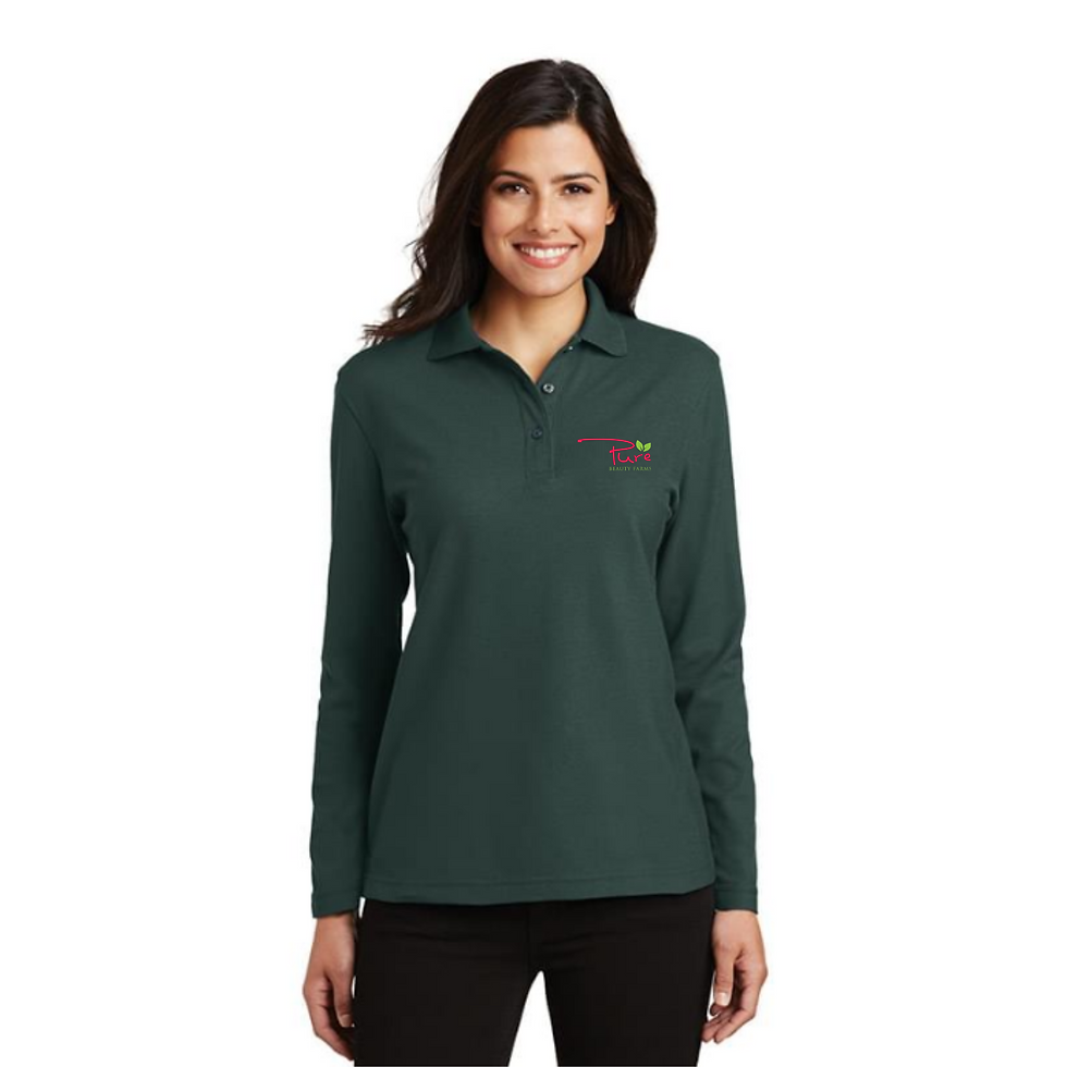 Women's Polo Long Sleeve - Forest Green