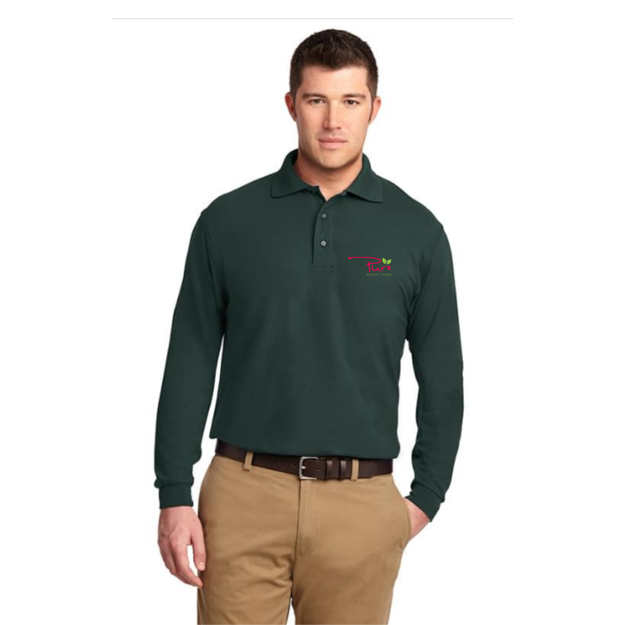 Men's Polo Long Sleeve - Dark Green