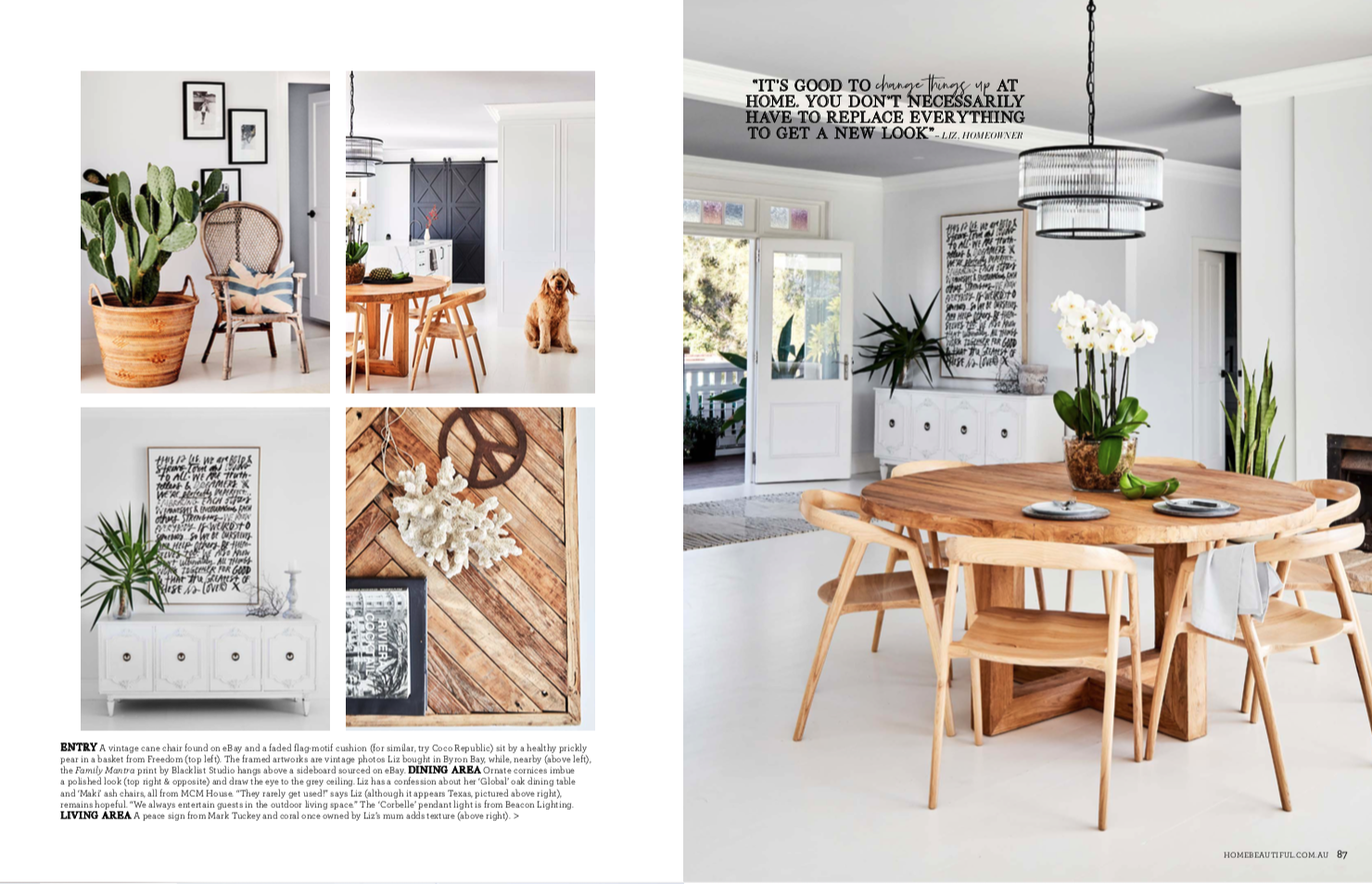 Editorial styling and writing for Home Beautiful, photography by Sue Stubbs
