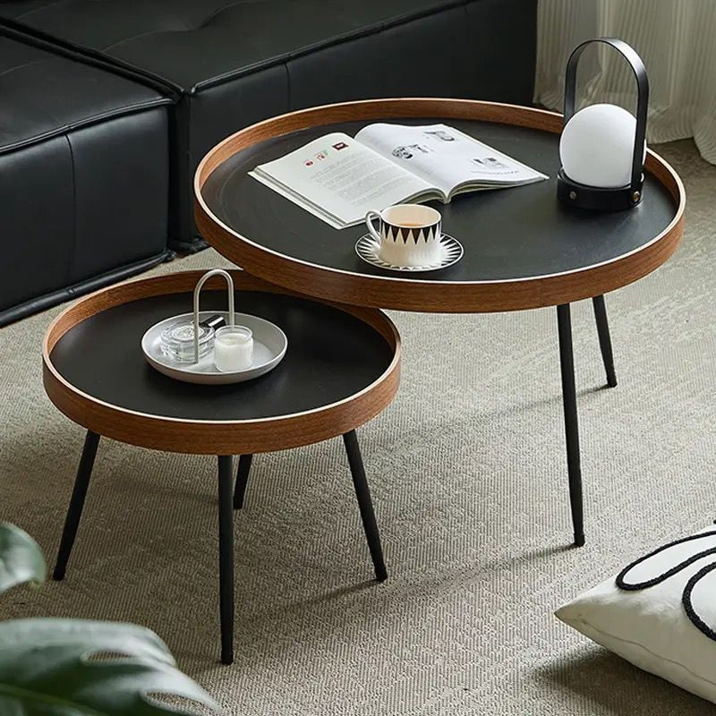 Thumbnail: Nordic Oak & Rattan Side Table - Modern Acrylic Bedside Accent Table