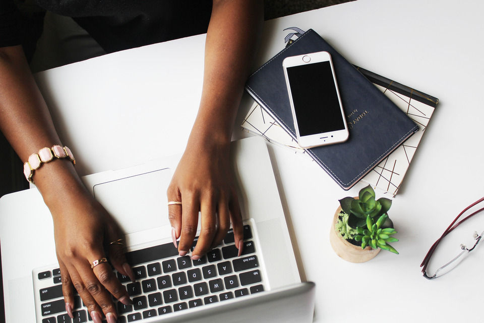 Createher Stock Styled Desk With Macbook