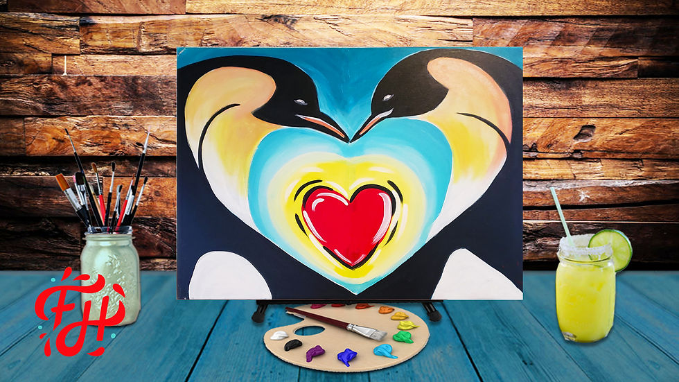 Penguin Kiss - Step by Step Painting Class