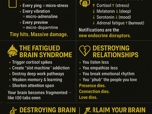 🚨 “The Revenge of the Fatigued Brain”: How Constant Notifications Are Destroying Your Focus, Hormones & Happiness