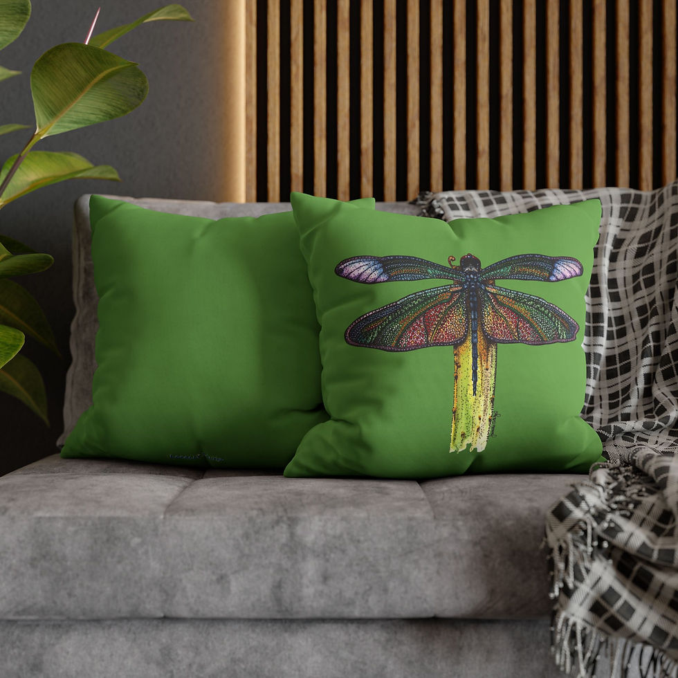 Thumbnail: Dragon Fly Square Poly Canvas Pillowcase Locally Salted 