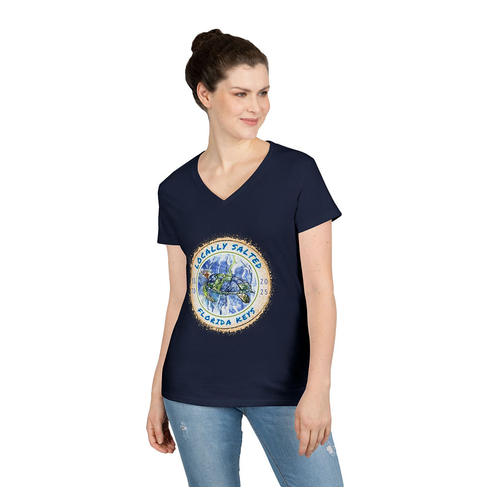 Thumbnail: Locally Salted Blue Sea Turtle Ladies' V-Neck T-Shirt