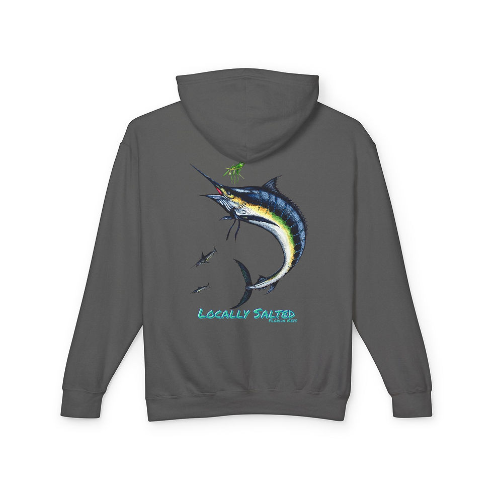 Thumbnail: Locally Salted Blue Marlin Unisex Lightweight Hooded Sweatshirt