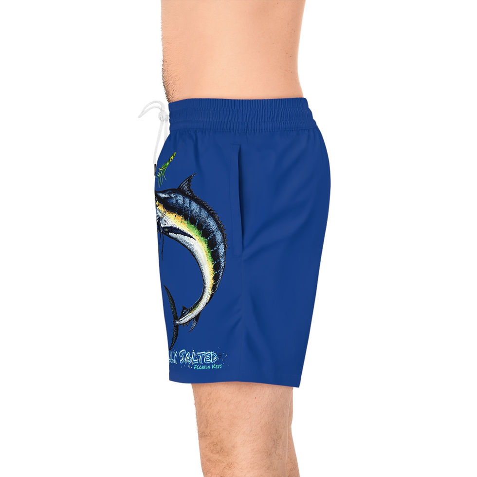 Thumbnail: Men's Mid-Length Swim Shorts Locally Salted  Blue Marlin Design