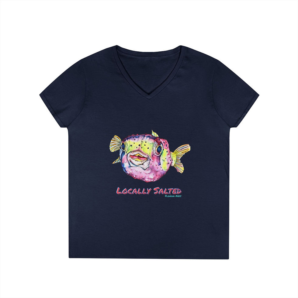 Thumbnail: Locally Salted Fish V-Neck Tee, Fun Summer