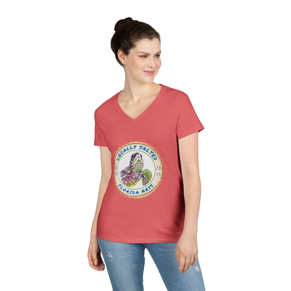 Thumbnail: Locally Salted Turtle Circle Ladies' V-Neck T-Shirt