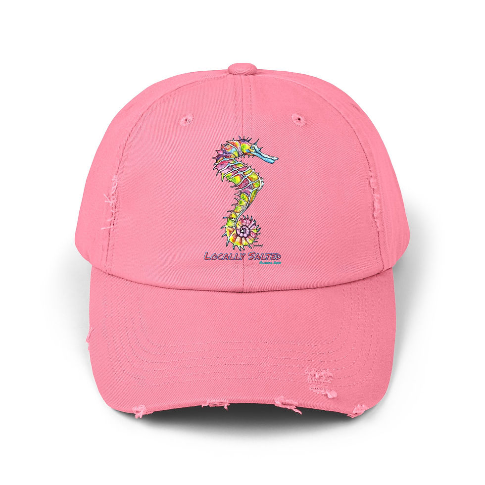 Locally Salted Seahorse Unisex Distressed Cap